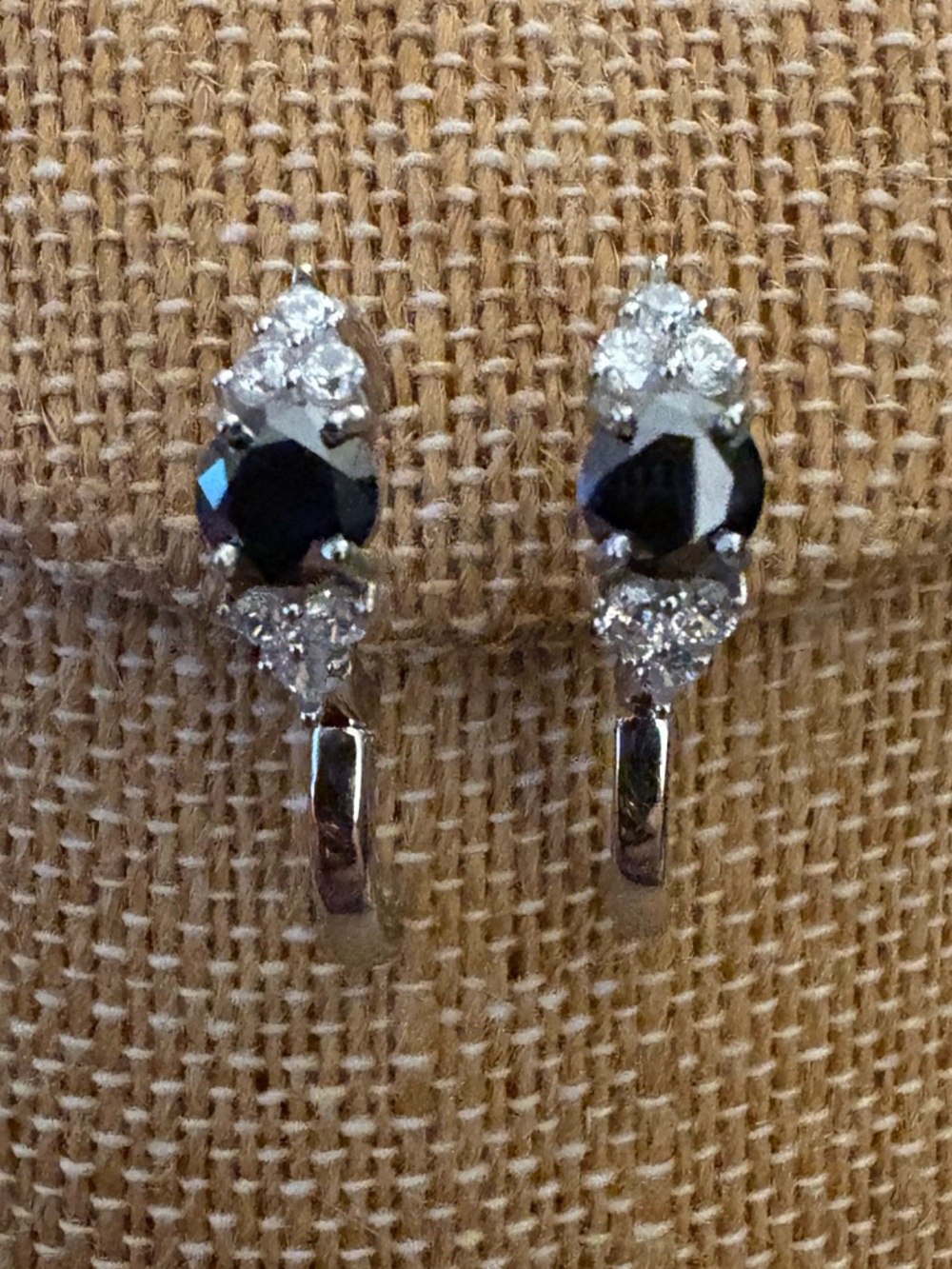 Solid Sterling Silver 1 Carat Black Moissanite Huggie Hoops